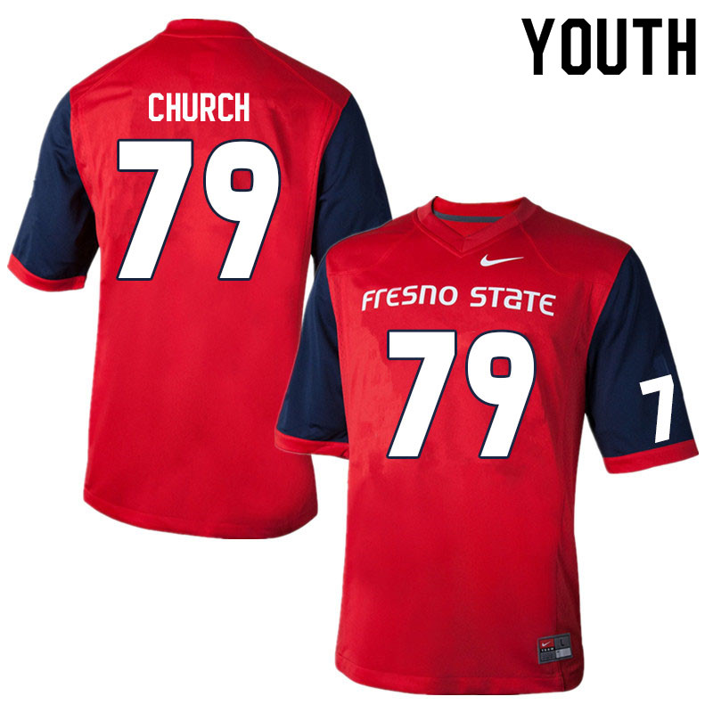 Youth #79 Joseph Church Fresno State Bulldogs College Football Jerseys Sale-Red